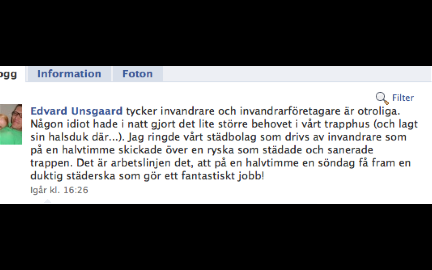 Fredrik Reinfeldt, Invandrare, Bajs, Facebook