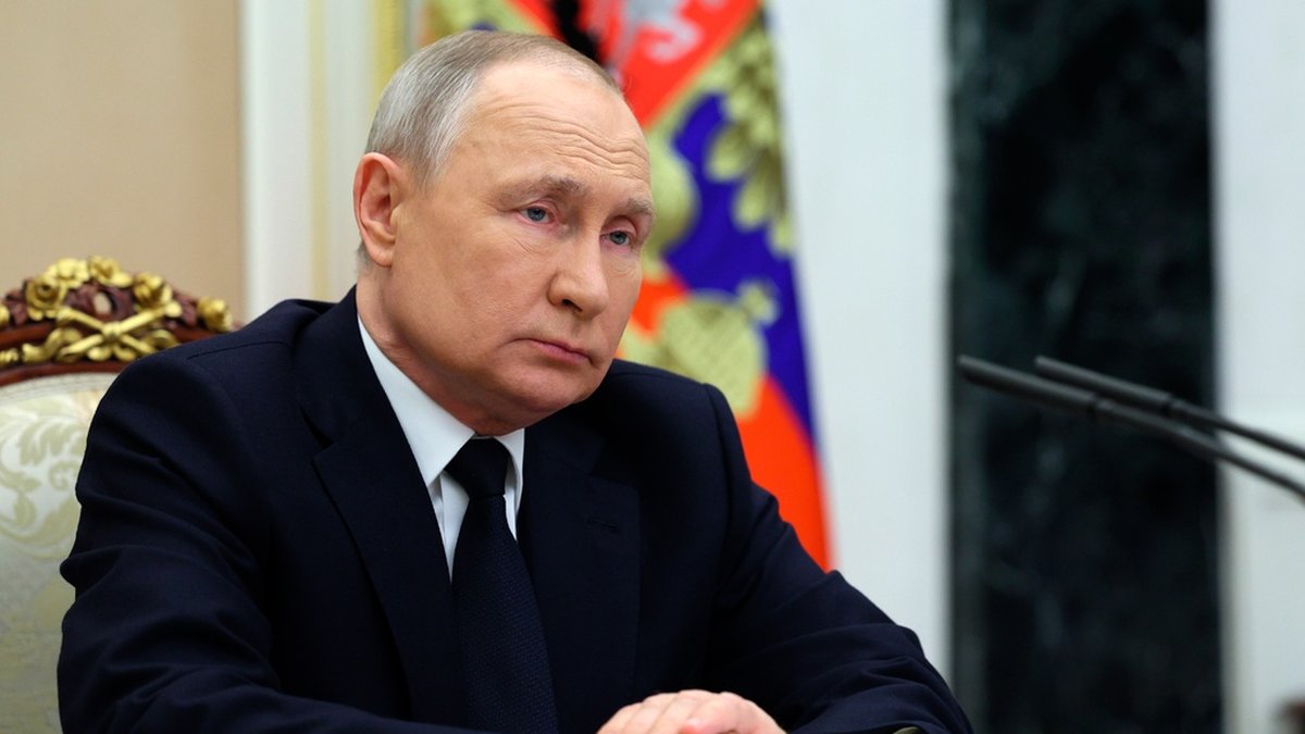 Rysslands president Vladimir Putin under ett möte på lördagen.