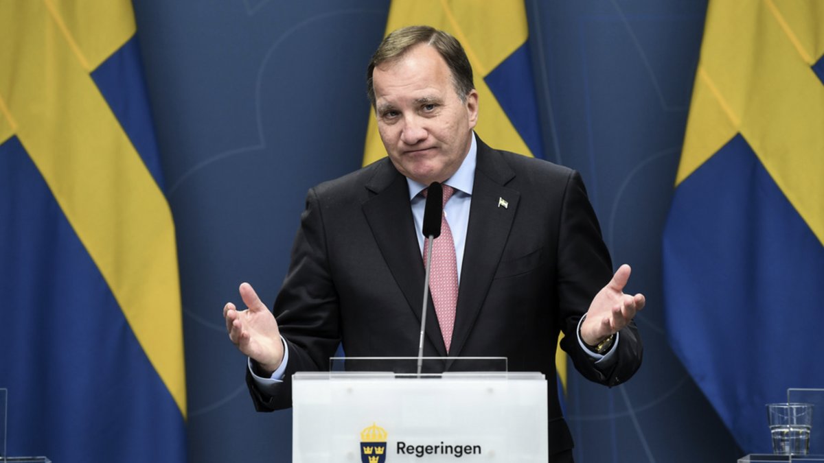 Statsminister Stefan Löfven håller presskonferens. 
