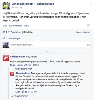 Skånetrafiken svarar den virala statusen Skånetrafiken svarar den virala statusen