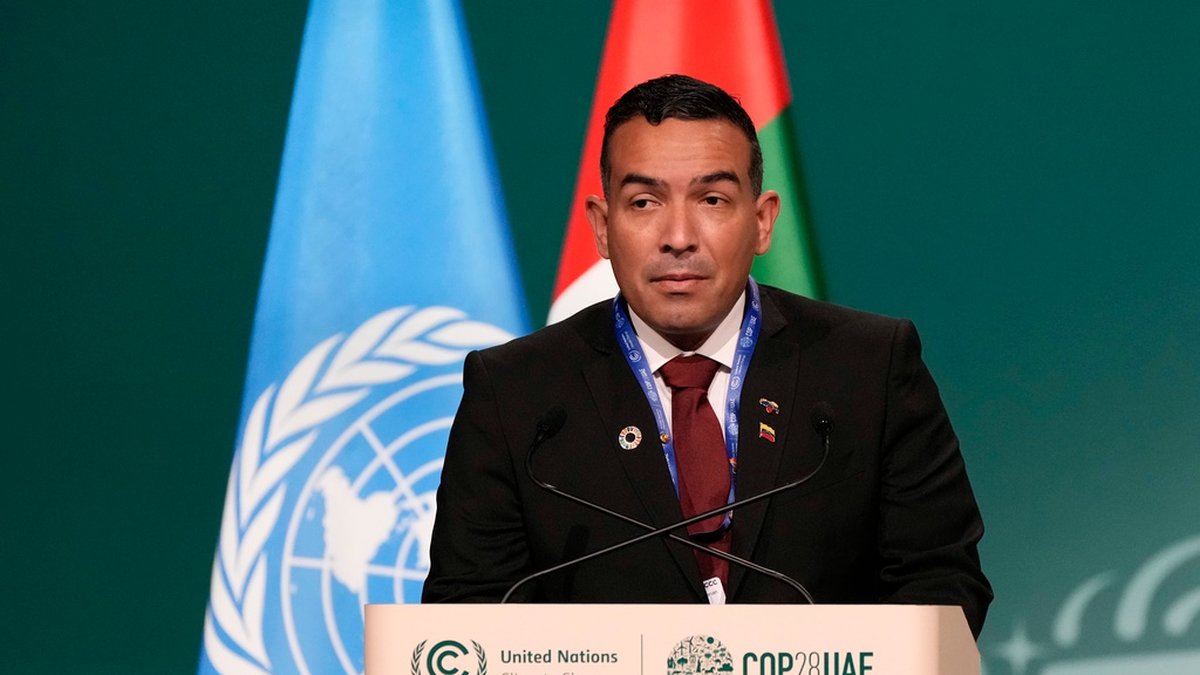 Venezuelas utrikesminister Yván Gil under FN:s klimattoppmöte COP28 i Dubai i fjol. Arkivbild.