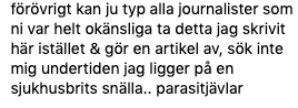 Saga Scotts ilska mot okänsliga journalister. Saga Scotts ilska mot okänsliga journalister.