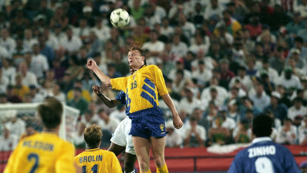 Kennet Andersson i Sveriges match mot Brasilien på Pontiac Silverdome i fotbolls-VM 1994.