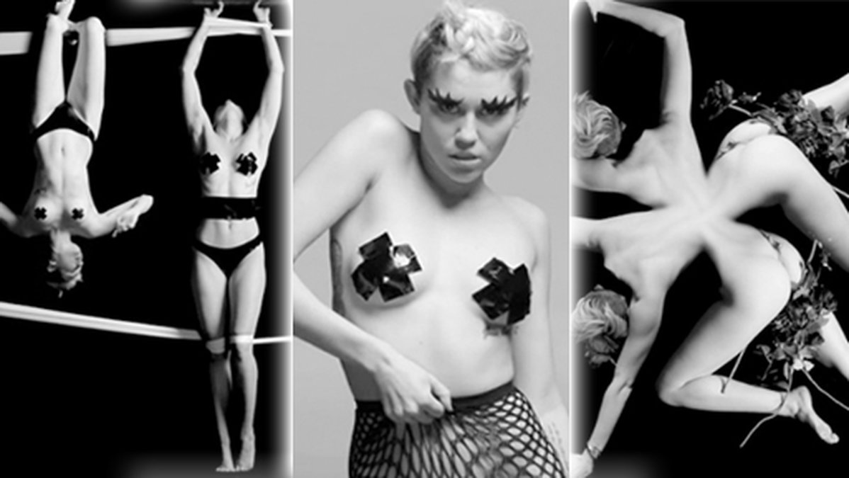 Miley Cyrus i den vågade konstvideon "Tounge tied". Se bilderna här – klicka på pilarna. 