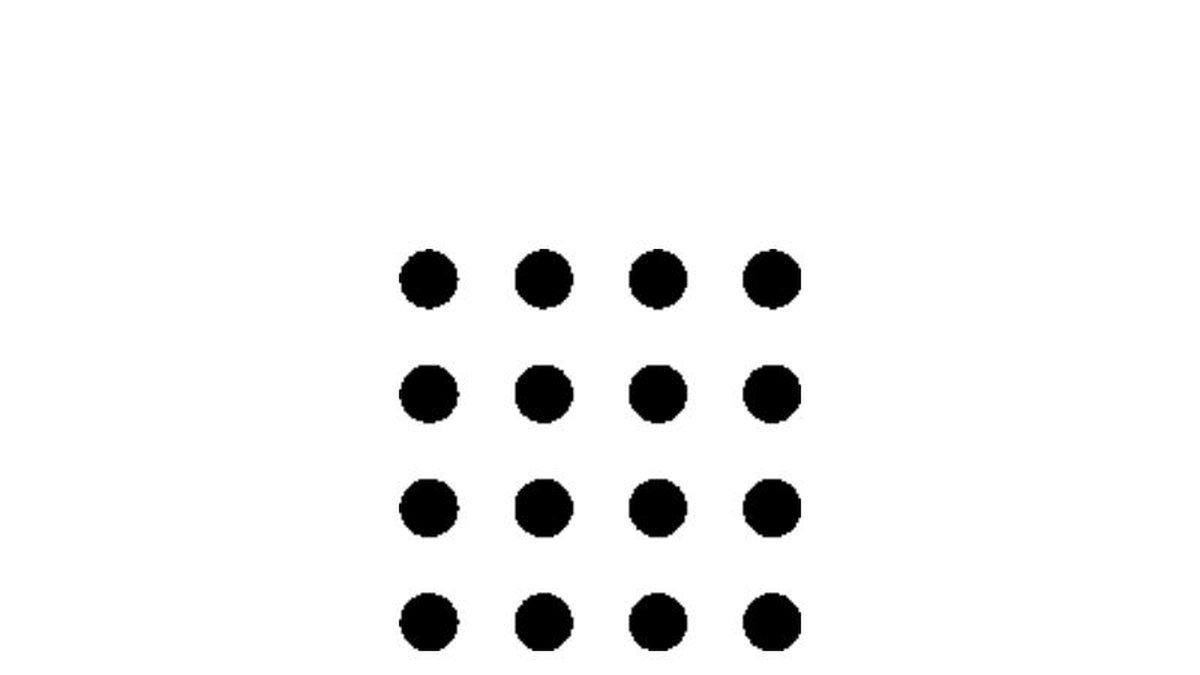 Kan du med endast sex streck då alla sexton prickar att sitta ihop? Klicka på bilderna i slutet av artikeln för att se lösningarna.