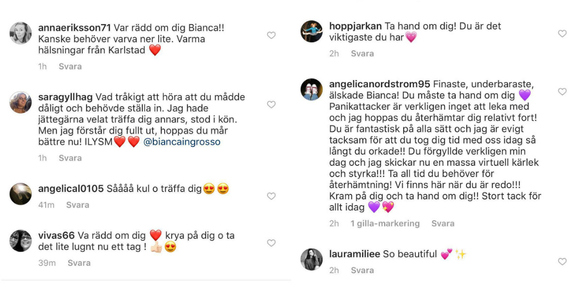 Fansen visade kärlek. Fansen visade kärlek.