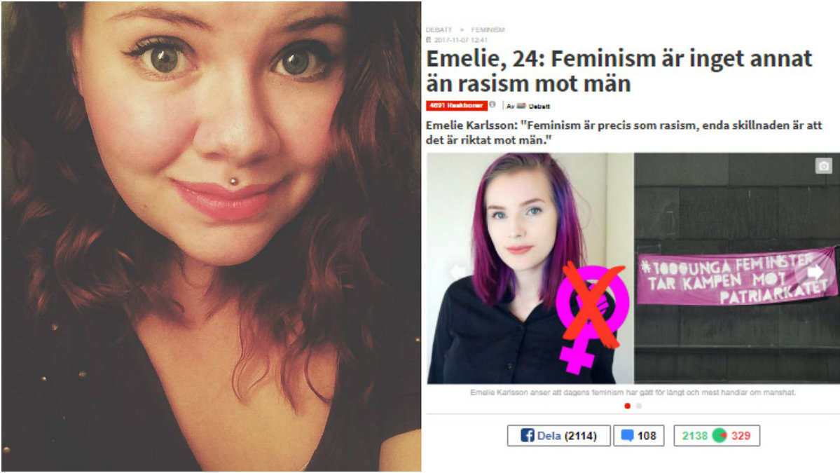 Emelie Holmgren svarar på Emelie Karlssons uppmärksammade debattartikel, där hon likställer feminism med rasism.