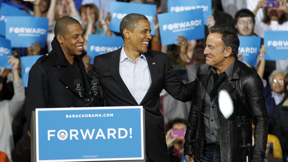 Obama kampanjade med Jay-Z och Bruce Springsteen, bland andra.