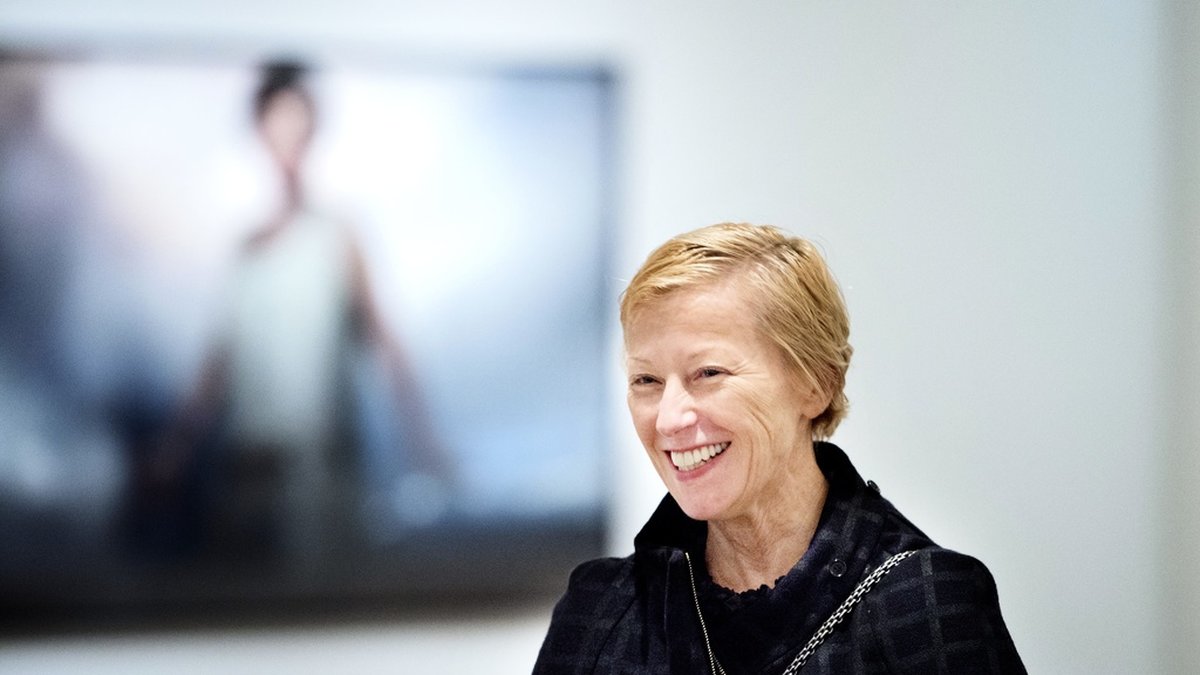 Den amerikanska fotografen Cindy Sherman på Moderna Museet i Stockholm 2013. Arkivbild.