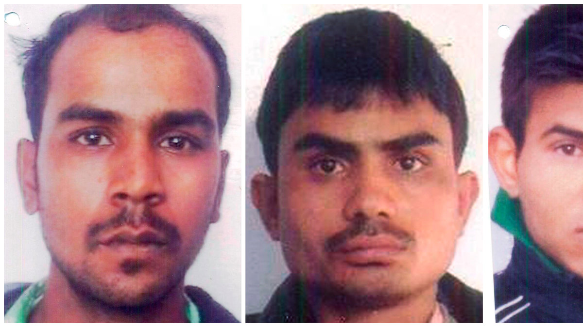 Fyra av de dömda våldtäktsmännen: Mukesh Singh, Akshay Thakur, Vinay Sharma och Pawan Gupta. 