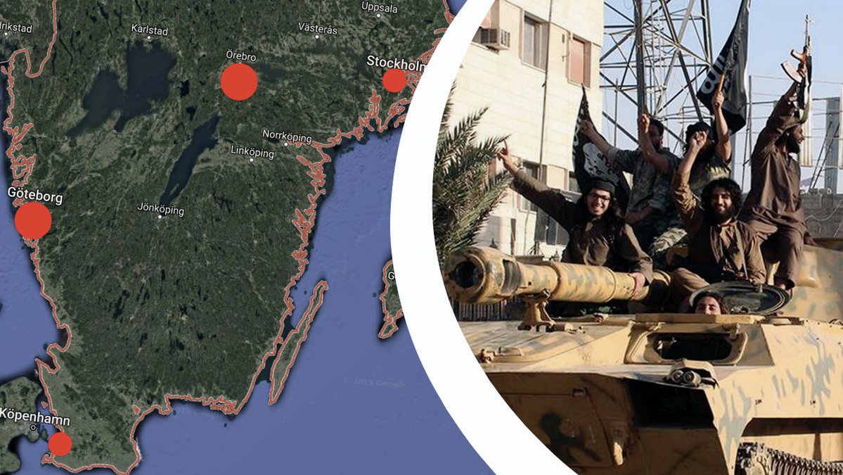 Karta över Sverige, IS-anhängare