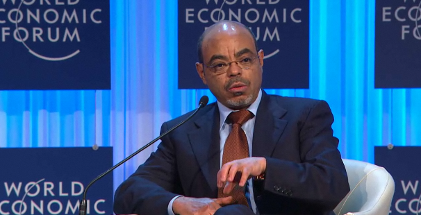 Meles Zenawi under ett panelsamtal vid World Economic Forum i Davos. Carl Bildt fanns på plats under tre dagar på World Economic Forum.