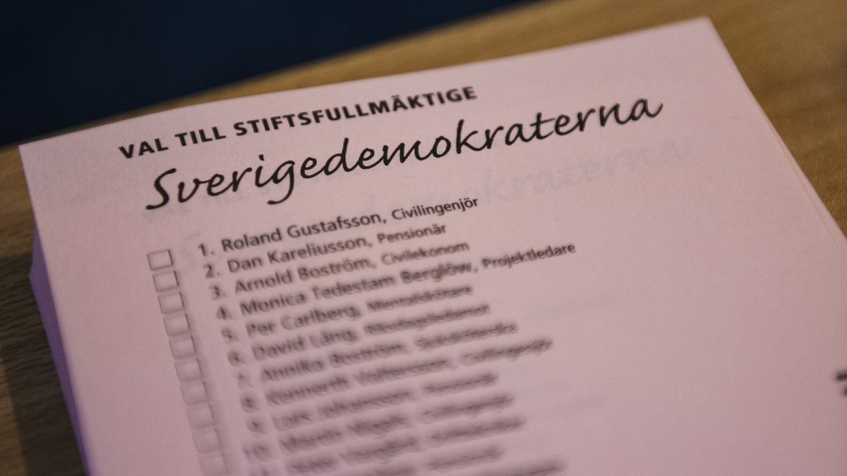 Flera SD-toppar menar att partiets valsedlar stulits. Här visas SD:s valsedel till Stockholms stift.