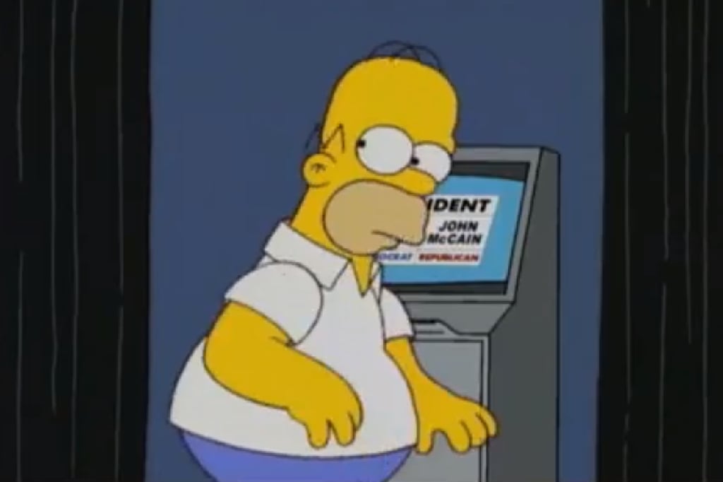 2008 försökte Homer välja Obama men maskinen ville annorlunda.