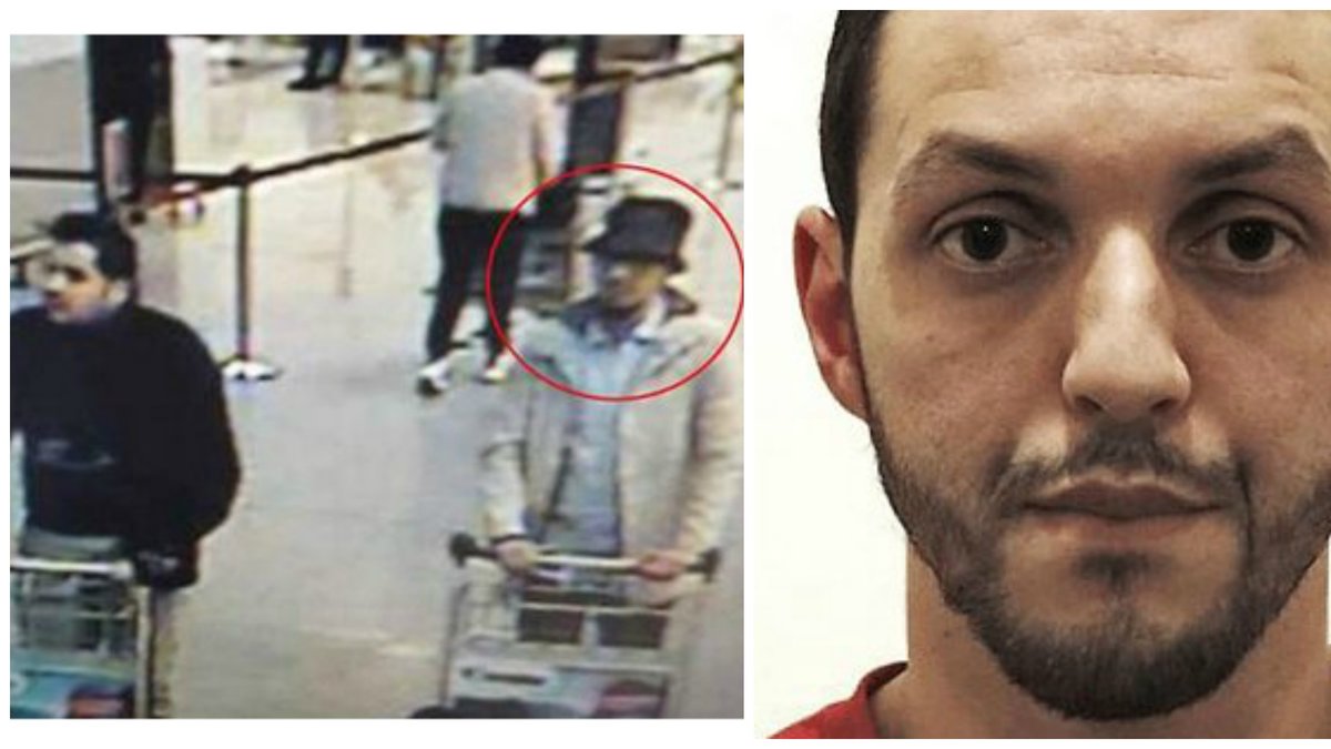 Mohamed Abrini pekas ut som mannen i hatten på flygplatsen i Bryssel. 