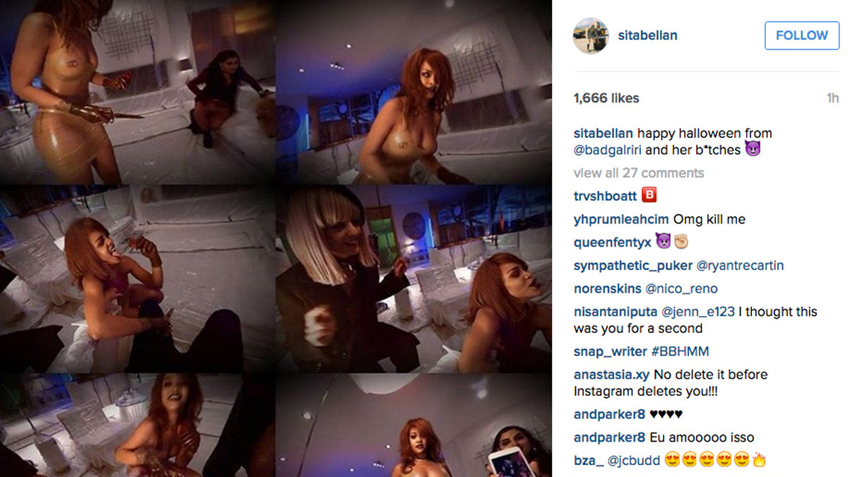 Sita Abellan bjöd sina Instagramföljare på en Halloweenhälsning från Rihanna. 
