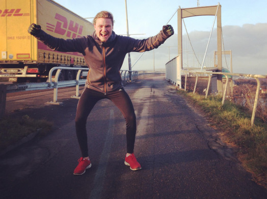 Rickards första löptur efter olyckan skedde i december över Älvsborgsbron.