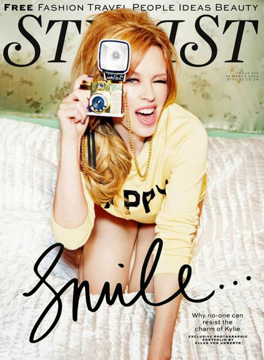 Kylie på omslaget till Stylist Magazine. 