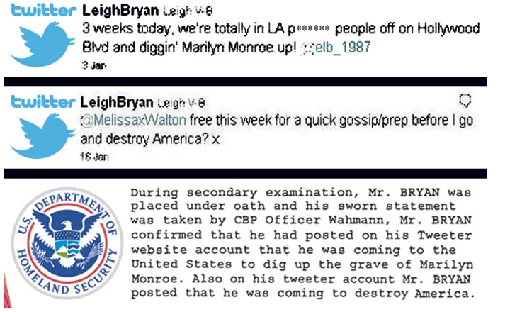Här är en bild på Bryans tweets och ett uttalande från  USA:s Homeland Security.