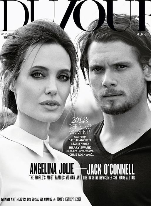 Angelina Jolie och Jack O'Conell på omslaget till DuJour. Angelina Jolie och Jack O'Conell på omslaget till DuJour.
