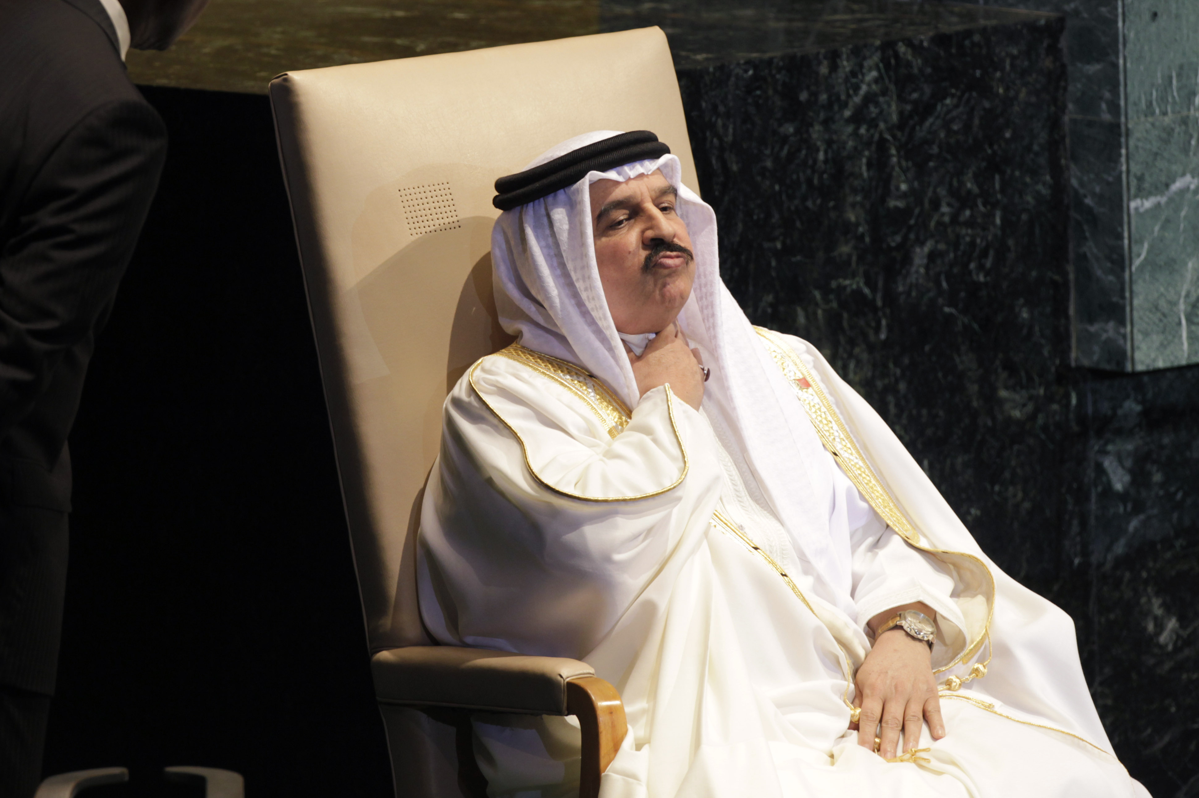 Bahrains diktator, kung Hamad bin Isa al-Khalifah, på ett FN-möte tidigare i år.