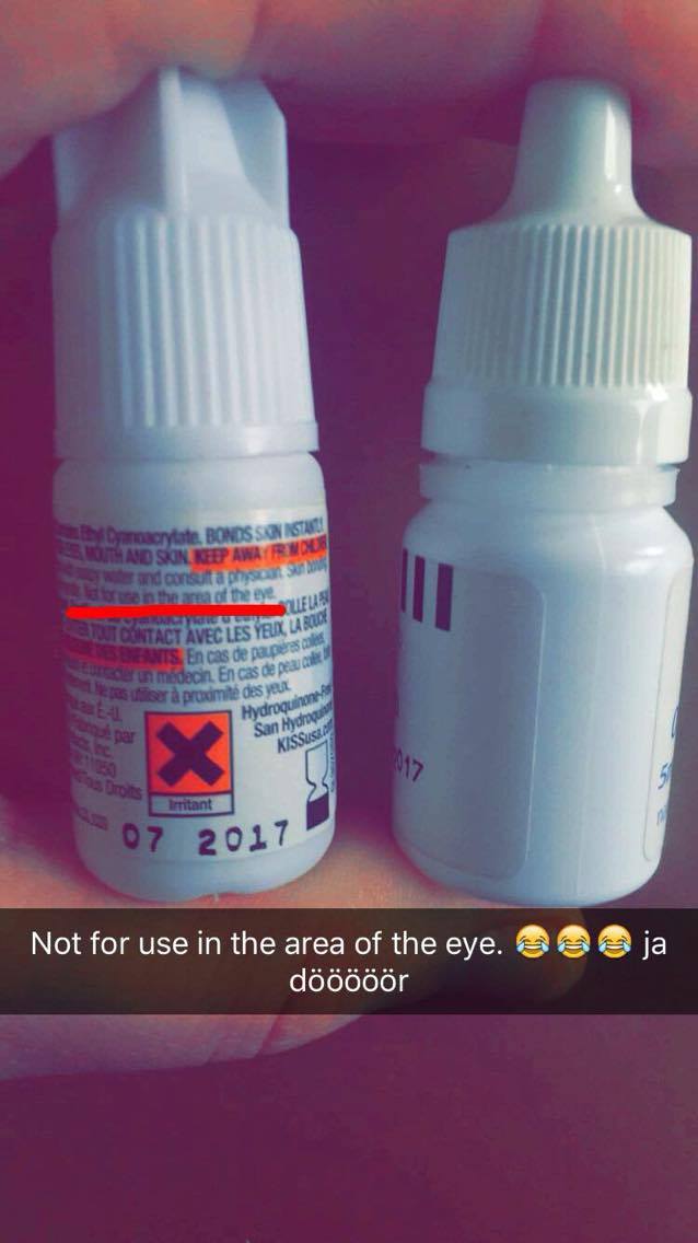 "Får ej användas i ögonen" står det i det finstilta på flaskan. Det blev Ina helt klart varse ganska omgående.