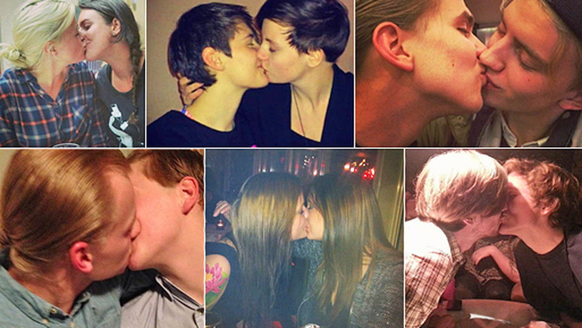 I bildspelet kan du se några av de bilder som laddats upp på Instagram med hashtaggen kfhr24 - kiss for human rights. 