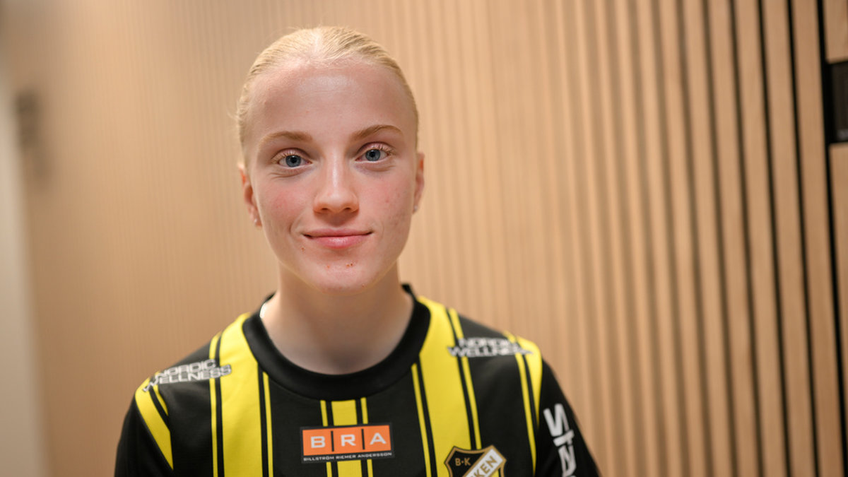 Anna Sandberg, Häcken, under den damallsvenska upptaktsträffen i Stockholm tidigare i veckan.