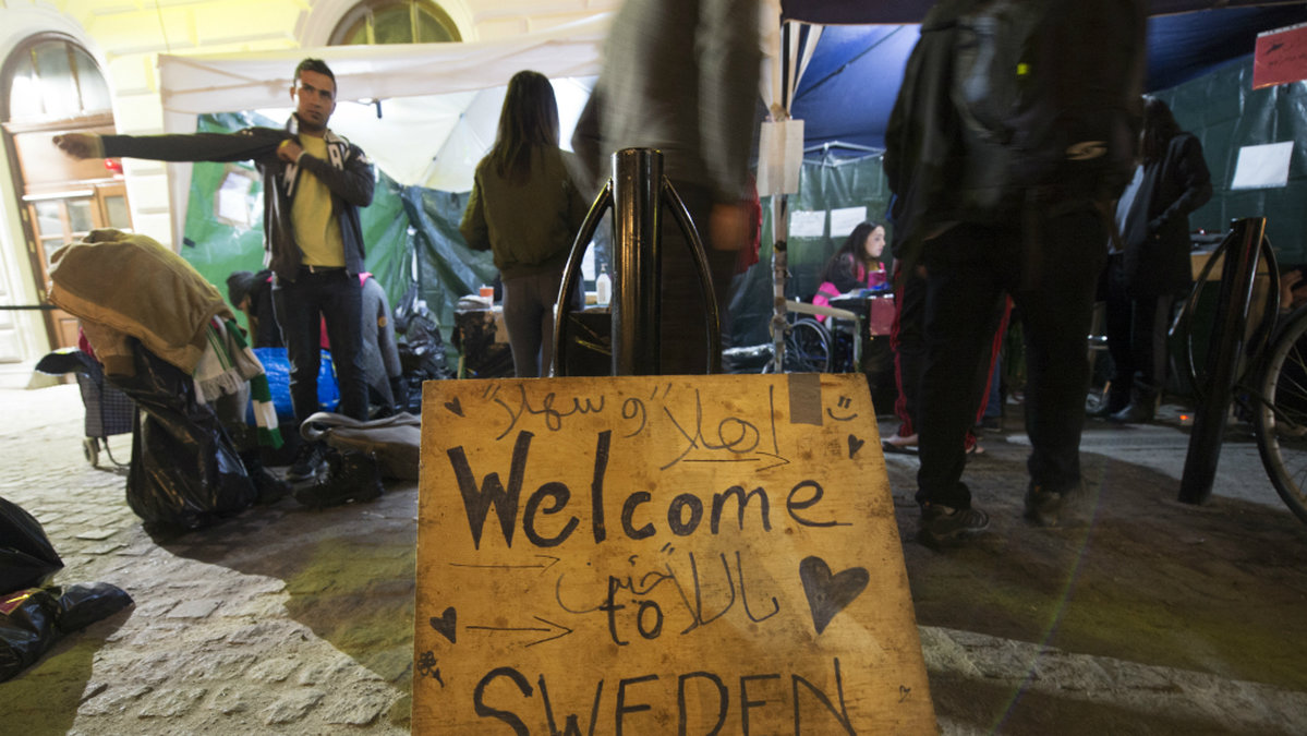 En skylt med budskapet Welcome to Sweden