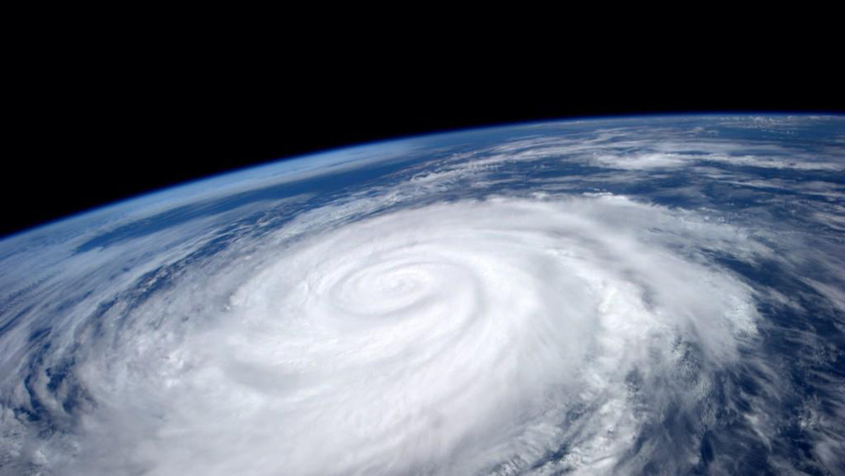 Bild tagen från rymdstationen som visar orkanen Marie, över Kalifornien.
